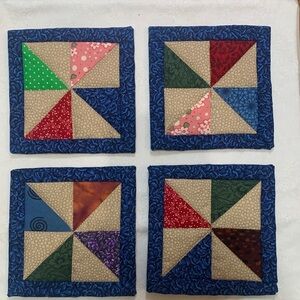 Hand Crafted Multicolor Quilted Coasters